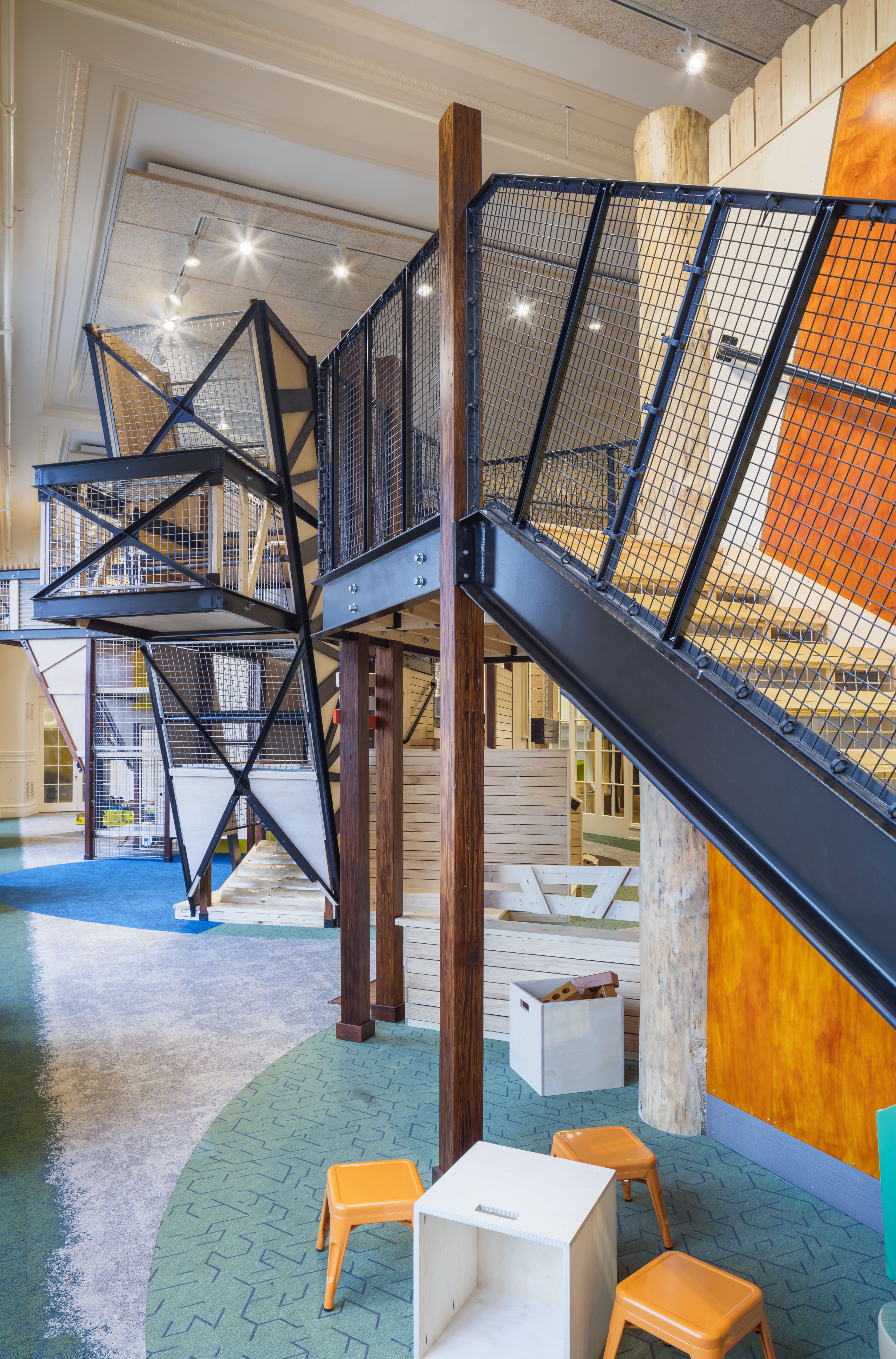 Abstract white spiral staircase with smooth curves