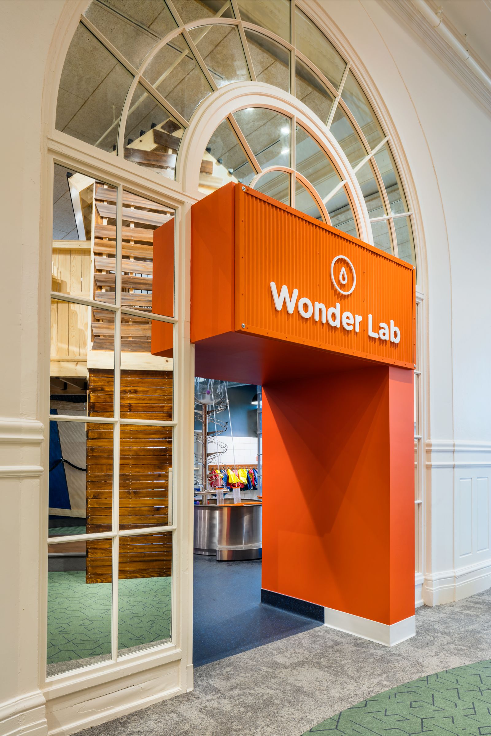 Abstract white spiral staircase with smooth curves